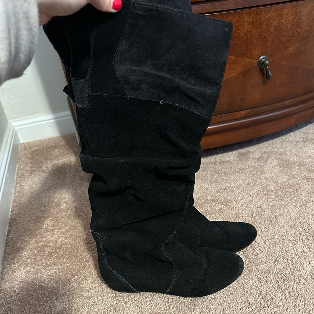 Steve Madden black suede knee high boot